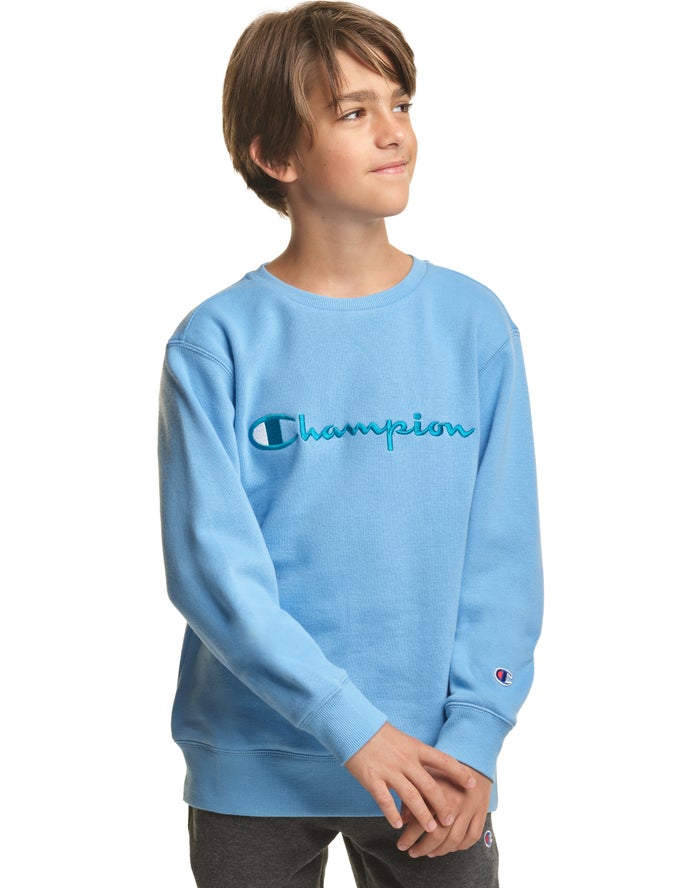 Champion Sweatshirt Jongens - Blauw - Fleece Crew Embroidered Logo ( 423067-UER )